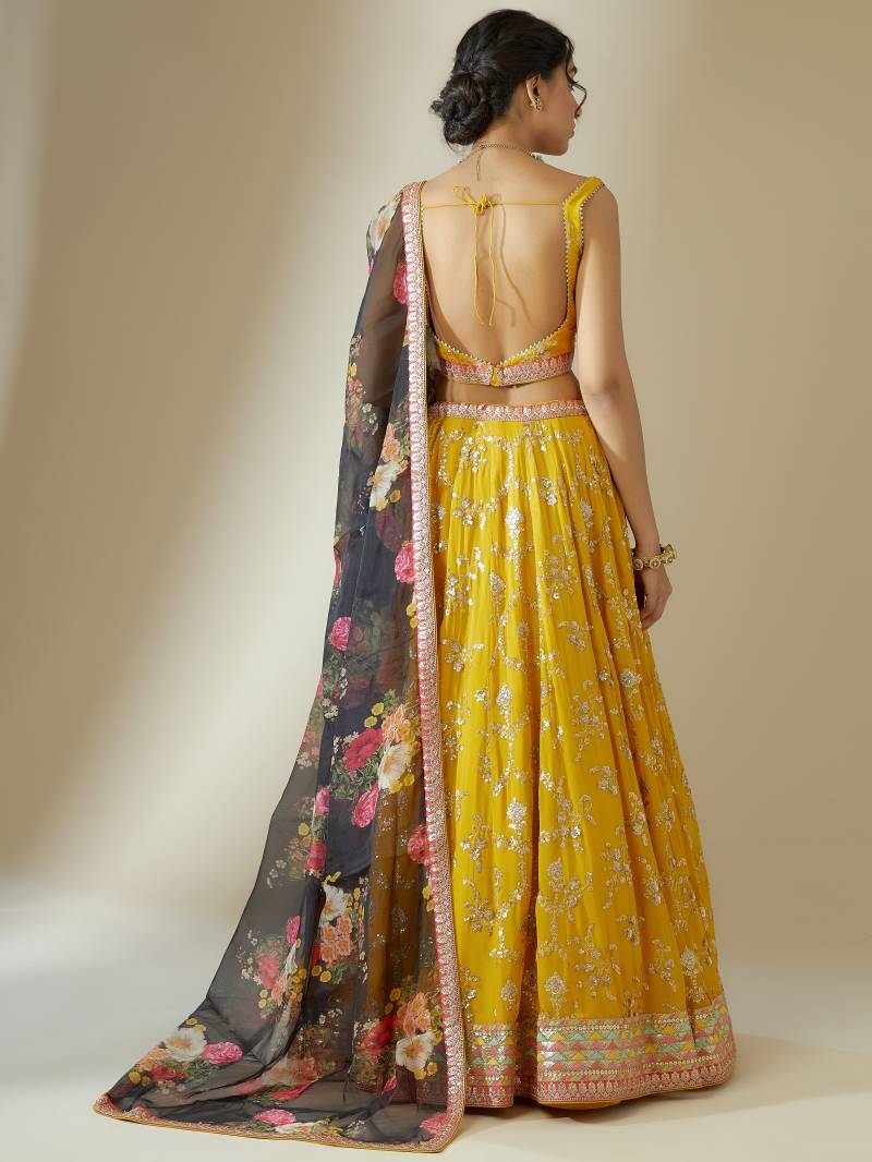 Yellow Party Wear Lehenga Choli for Women