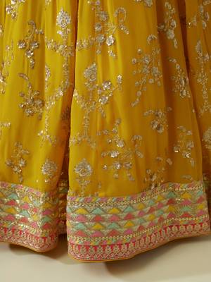 yellow party lehenga set choli with dupatta for women 7