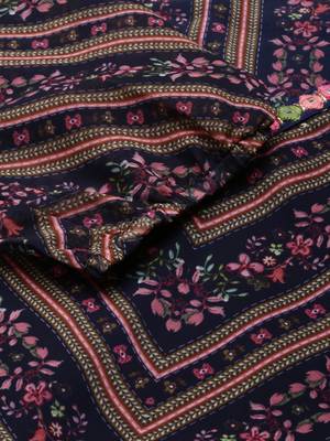 women's calf length v-neck navy blue floral anarkali kurta 4