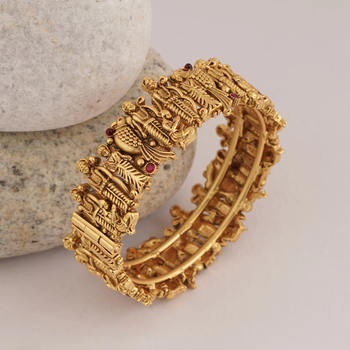 Mansiyaorange single anticlock wise screw openable ram darbaar matte gold kempu stones bangles for women 3