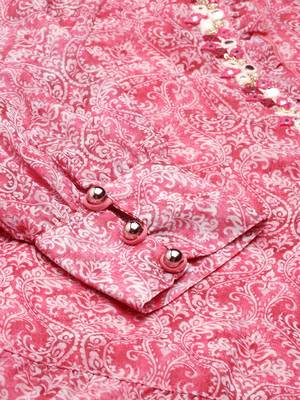 women's ankle length v-neck pink paisley anarkali kurta 3