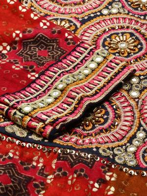 women's ankle length scoop neck multi bandhani anarkali kurta 4