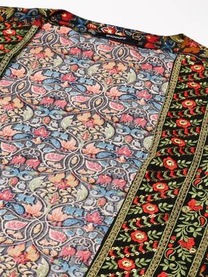 women's ankle length round neck olive tribal anarkali kurta 2