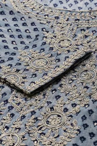 women's calf length round neck blue ethnic motifs straight kurta