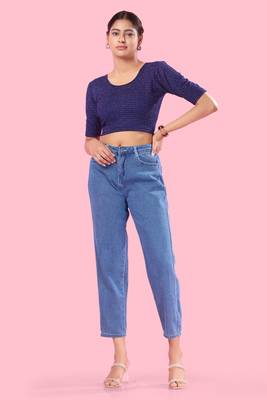 Non Padded Jacquard Round Neck Blouse 2