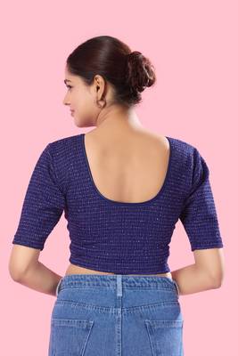 Non Padded Jacquard Round Neck Blouse 3