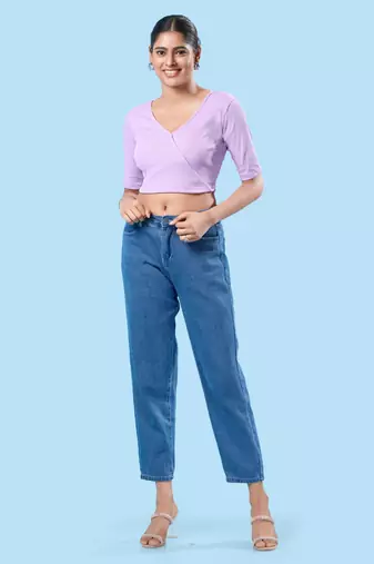 Non Padded Cotton Lycra V Neck Blouse