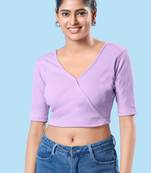Non Padded Cotton Lycra V Neck Blouse