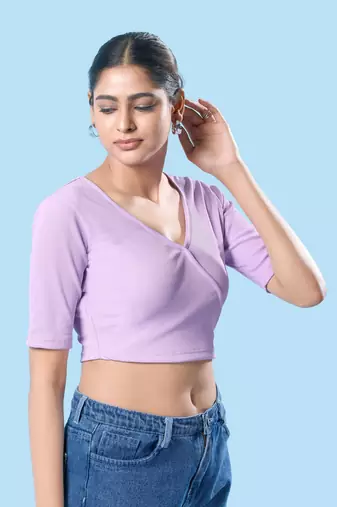 Non Padded Cotton Lycra V Neck Blouse