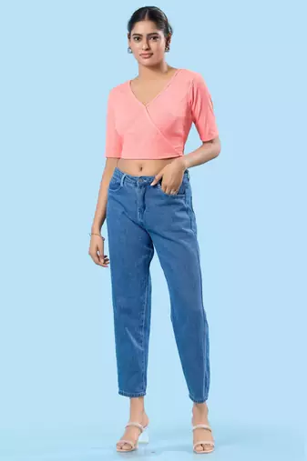 Non Padded Cotton Lycra V Neck Blouse