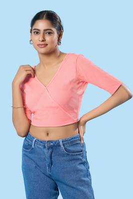 Non Padded Cotton Lycra V Neck Blouse 1
