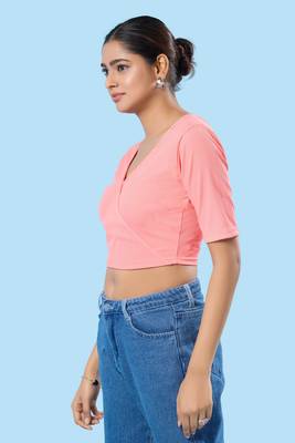Non Padded Cotton Lycra V Neck Blouse 4