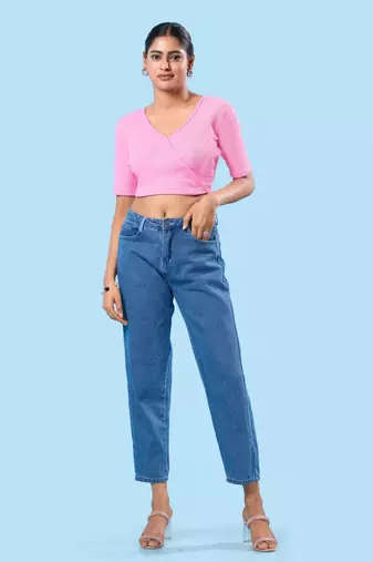 Non Padded Cotton Lycra V Neck Blouse