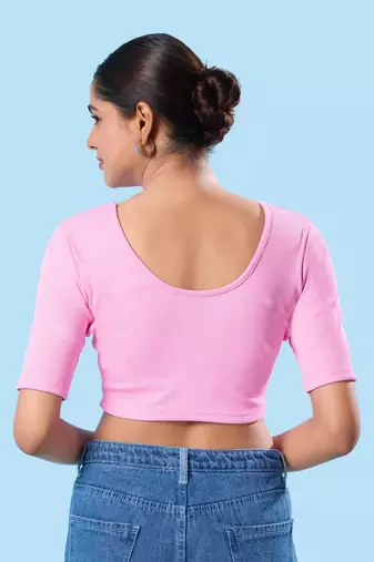 Non Padded Cotton Lycra V Neck Blouse