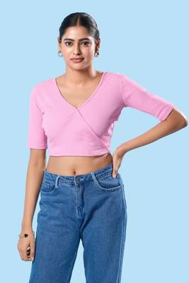 Non Padded Cotton Lycra V Neck Blouse 1