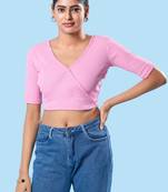 Non Padded Cotton Lycra V Neck Blouse