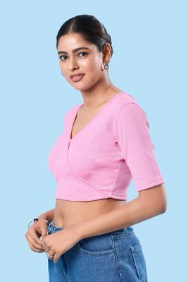Non Padded Cotton Lycra V Neck Blouse 4