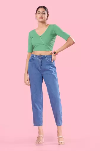 Non Padded Cotton Lycra V Neck Blouse