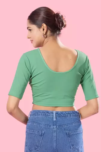 Non Padded Cotton Lycra V Neck Blouse