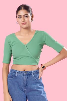 Non Padded Cotton Lycra V Neck Blouse 1