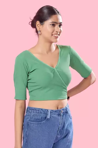 Non Padded Cotton Lycra V Neck Blouse