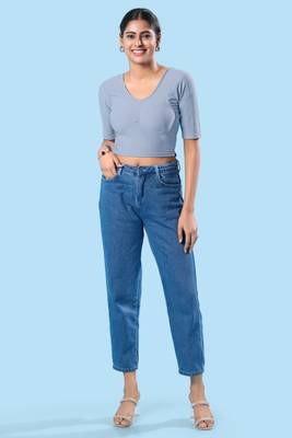 Non Padded Cotton Lycra Round Neck Blouse 2