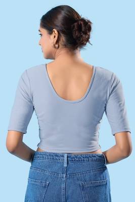 Non Padded Cotton Lycra Round Neck Blouse 3