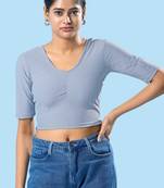 Non Padded Cotton Lycra Round Neck Blouse
