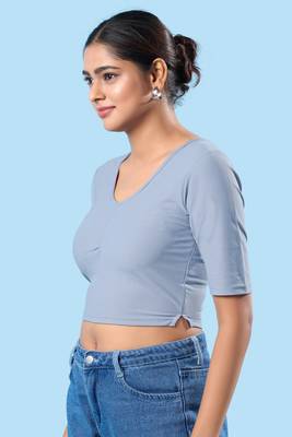 Non Padded Cotton Lycra Round Neck Blouse 4