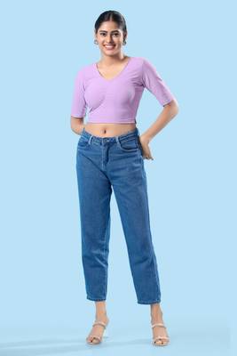 Non Padded Cotton Lycra Round Neck Blouse 2