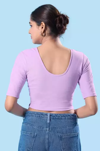 Non Padded Cotton Lycra Round Neck Blouse