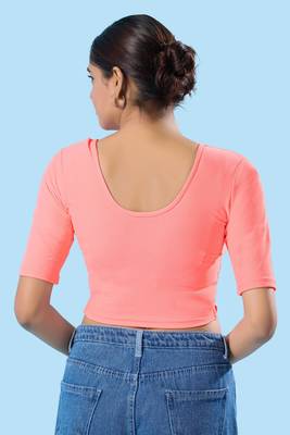 Non Padded Cotton Lycra Round Neck Blouse 3