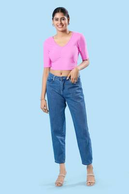 Non Padded Cotton Lycra Round Neck Blouse 2