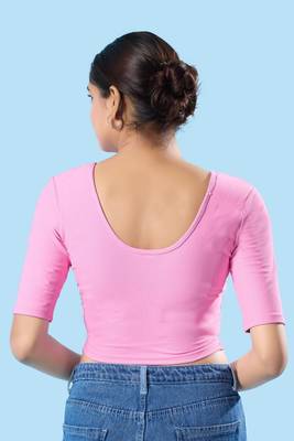 Non Padded Cotton Lycra Round Neck Blouse 3