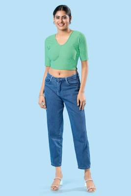 Non Padded Cotton Lycra Round Neck Blouse 2