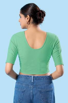 Non Padded Cotton Lycra Round Neck Blouse 3