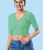 Non Padded Cotton Lycra Round Neck Blouse