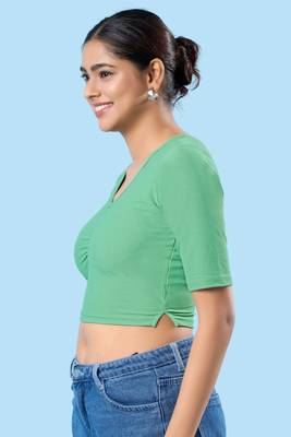 Non Padded Cotton Lycra Round Neck Blouse 4
