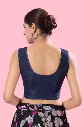 Non Padded Shimmer Round Neck Blouse