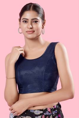 Non Padded Shimmer Round Neck Blouse 1