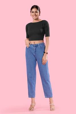 Non Padded Jacquard Round Neck Blouse 2