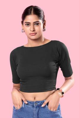 Non Padded Jacquard Round Neck Blouse 1
