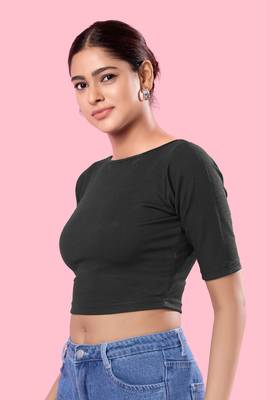 Non Padded Jacquard Round Neck Blouse 4