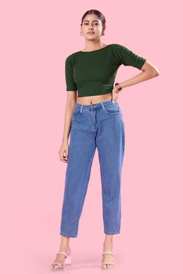Non Padded Jacquard Round Neck Blouse 2