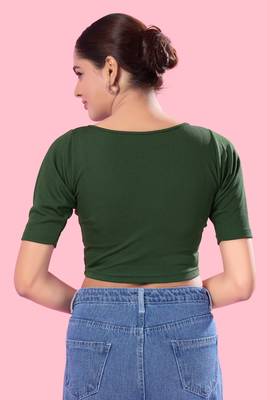 Non Padded Jacquard Round Neck Blouse 3