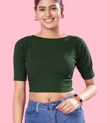Non Padded Jacquard Round Neck Blouse