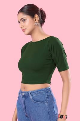 Non Padded Jacquard Round Neck Blouse 4