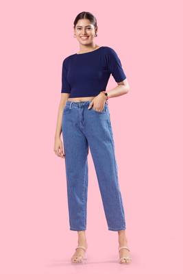 Non Padded Jacquard Round Neck Blouse 2