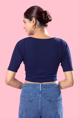 Non Padded Jacquard Round Neck Blouse 3
