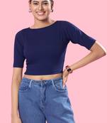 Non Padded Jacquard Round Neck Blouse